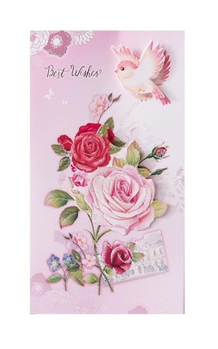 Best Wishes Greeting Cards - Classic Flower Series - Q&T 3D Cards and Envelopes