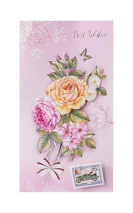 Best Wishes Greeting Cards - Classic Flower Series - Q&T 3D Cards and Envelopes