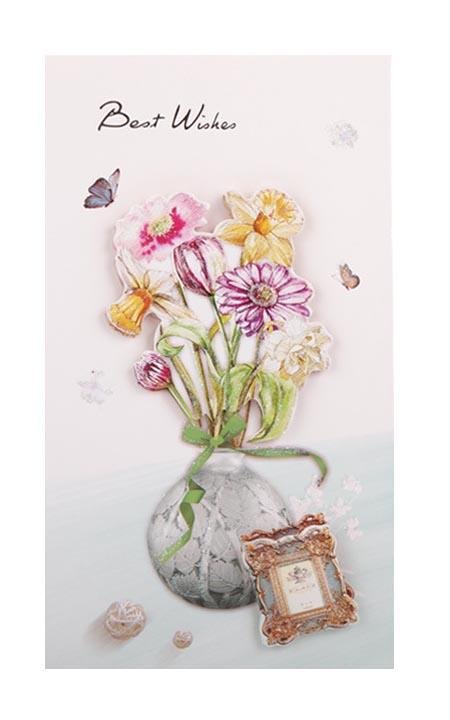 Best Wishes Greeting Cards - Flower Series - Q&T 3D Cards and Envelopes