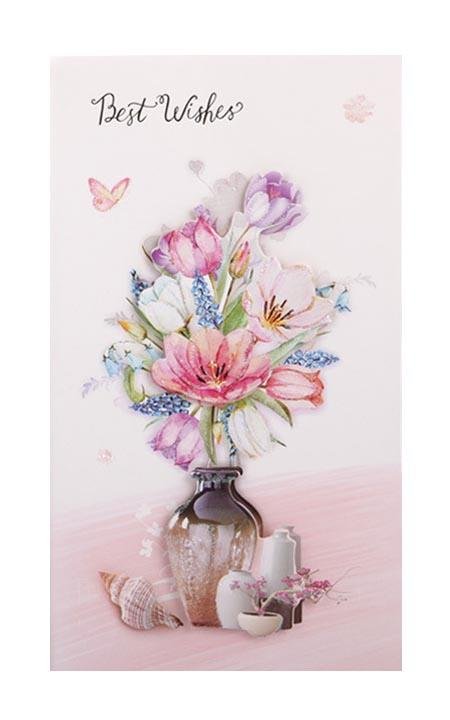 Best Wishes Greeting Cards - Flower Series - Q&T 3D Cards and Envelopes