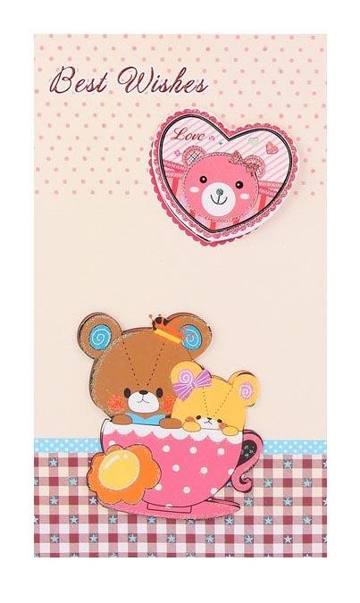 Best Wishes Greeting Cards - Teddy Bear Series - Q&T 3D Cards and Envelopes