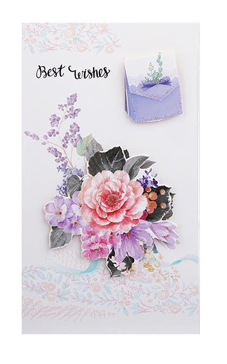 Best Wishes Greeting Cards - Vintage Flower Series - Q&T 3D Cards and Envelopes