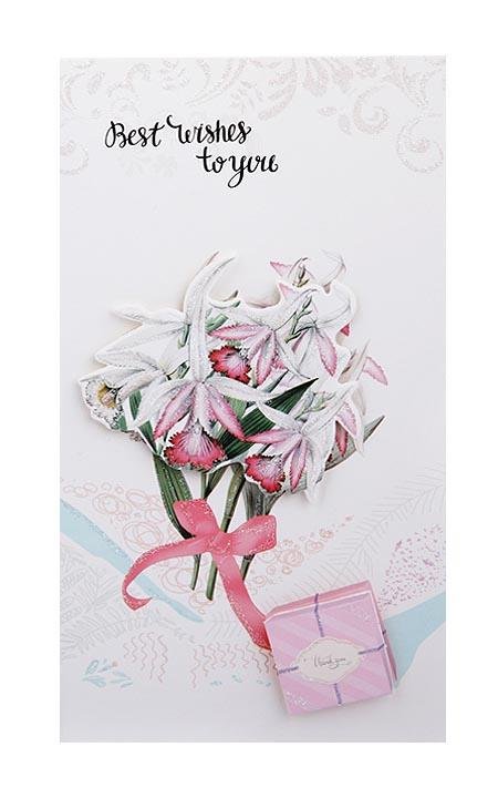 Best Wishes Greeting Cards - Vintage Flower Series - Q&T 3D Cards and Envelopes