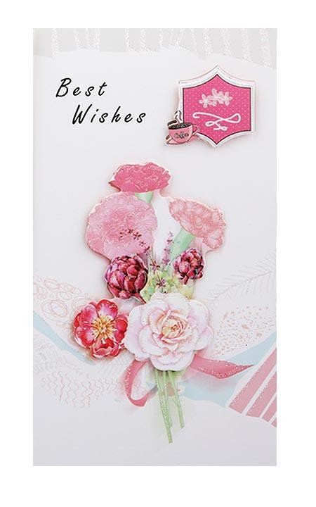 Best Wishes Greeting Cards - Vintage Flower Series - Q&T 3D Cards and Envelopes
