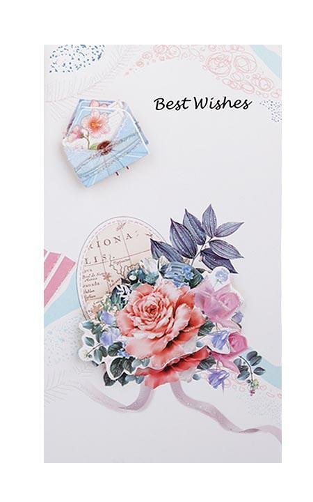 Best Wishes Greeting Cards - Vintage Flower Series - Q&T 3D Cards and Envelopes