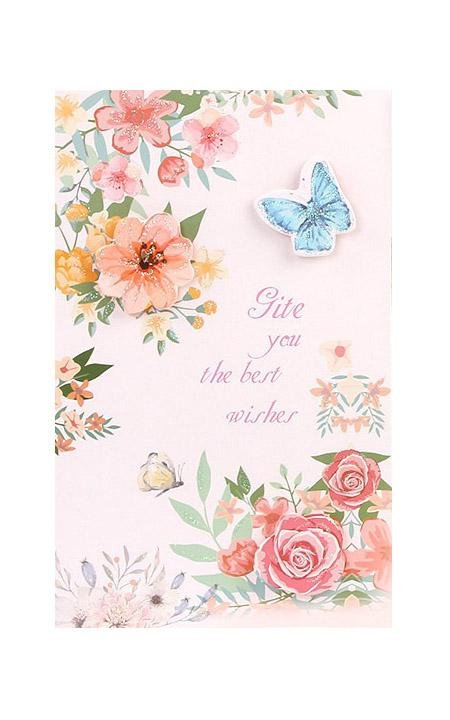 Best Wishes Greeting Cards - Vivid Flowers Series - Q&T 3D Cards and Envelopes