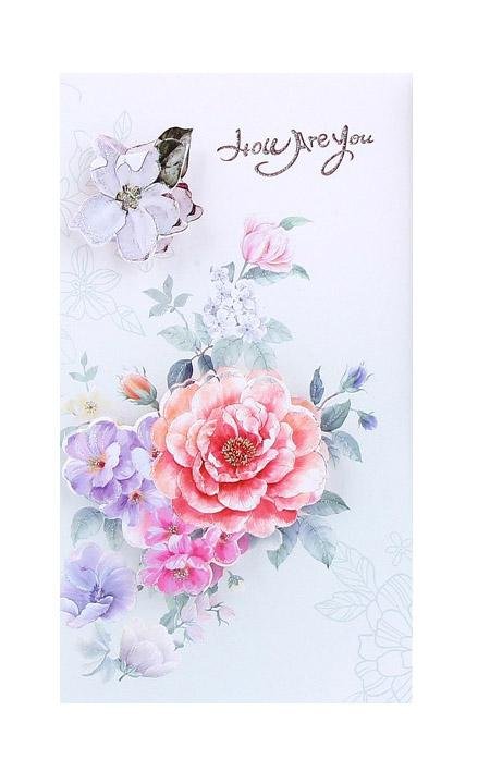 Best Wishes Greeting Cards - Watercolour Flowers Series - Q&T 3D Cards and Envelopes