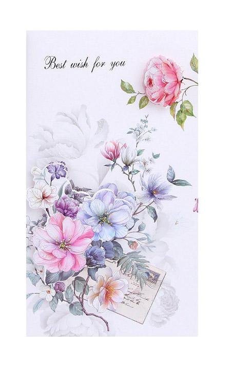 Best Wishes Greeting Cards - Watercolour Flowers Series - Q&T 3D Cards and Envelopes