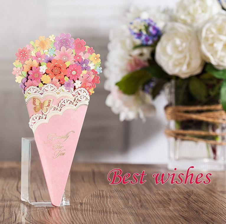 Big Flower Bouquet-Shaped Card - Q&T 3D Cards and Envelopes