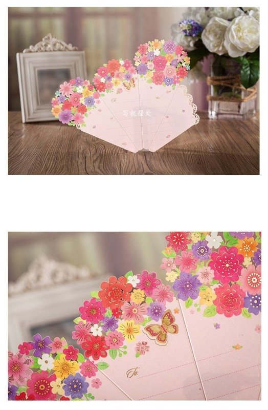 Big Flower Bouquet-Shaped Card - Q&T 3D Cards and Envelopes