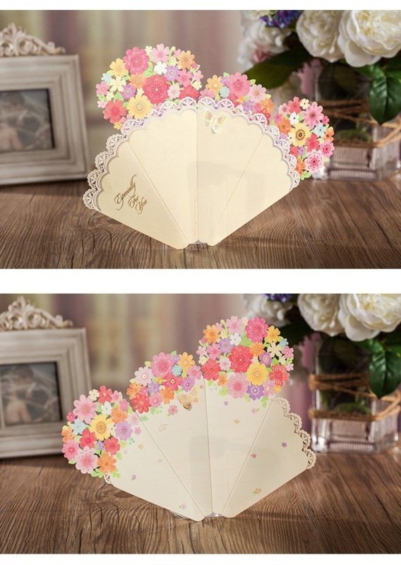 Big Flower Bouquet-Shaped Card - Q&T 3D Cards and Envelopes