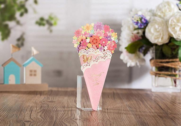 Big Flower Bouquet-Shaped Card - Q&T 3D Cards and Envelopes