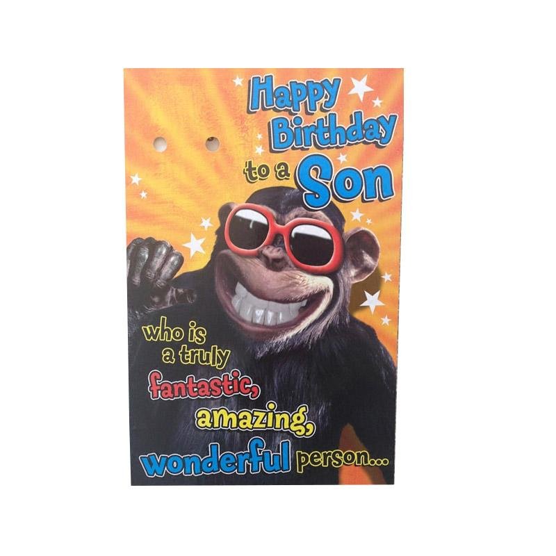 Birthday Card for Son - Smiley Monkey - Q&T 3D Cards and Envelopes