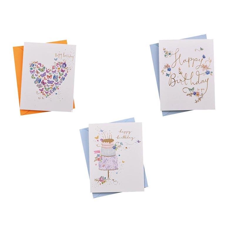 Birthday Cards - Butterfly Series - Set of 3 Greeting Cards