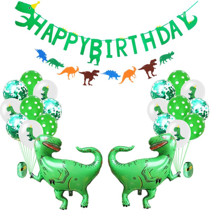 Birthday Dinosaur Set - 20 Balloons, Bunting, and Accessories - Q&T 3D Cards and Envelopes