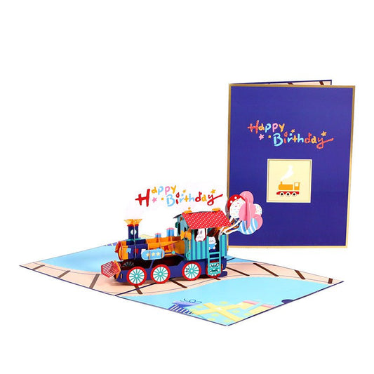 Birthday Pop Up Card - Happy Train - Q&T 3D Cards and Envelopes