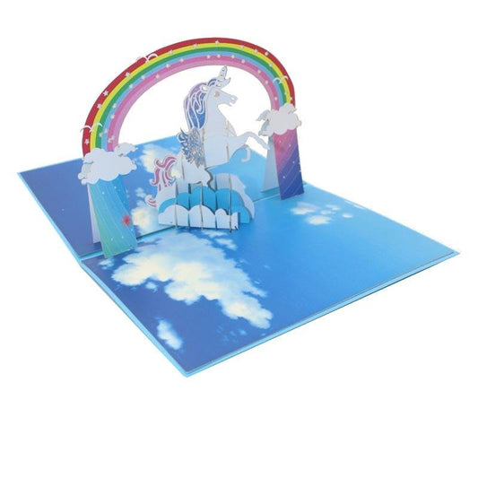 Blue Wings Unicorn Pop Up Card - Q&T 3D Cards and Envelopes