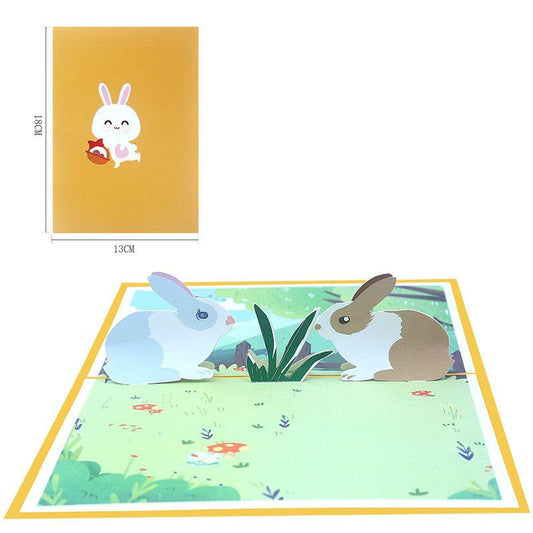 Bunnies Pop Up Card - Q&T 3D Cards and Envelopes