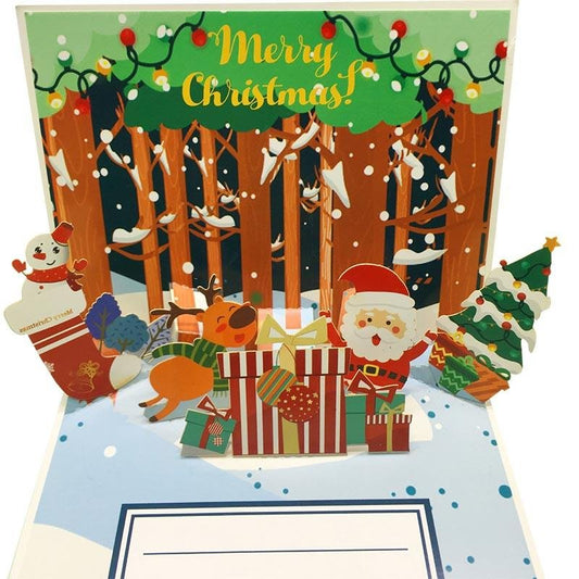 Christmas Card - Christmas Gifts in the Forrest Pop Up Card - Q&T 3D Cards and Envelopes