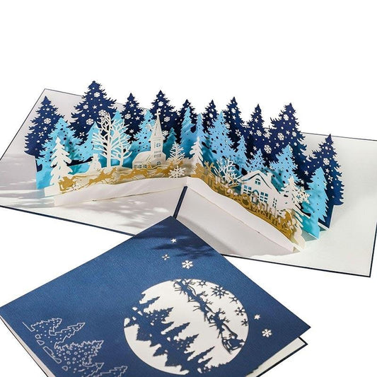 Christmas Card - Winter Night in the Forest - Q&T 3D Cards and Envelopes