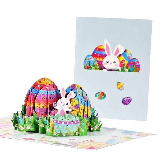 Colourful Easter Eggs Pop Up Card - Q&T 3D Cards and Envelopes