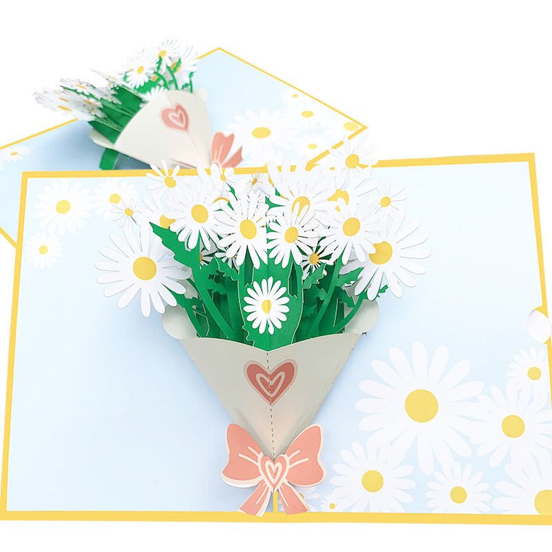 Daisy Bouquet Pop Up Card - Q&T 3D Cards and Envelopes