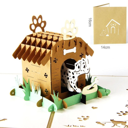 Dalmatian in Doghouse Pop Up Card - Q&T 3D Cards and Envelopes