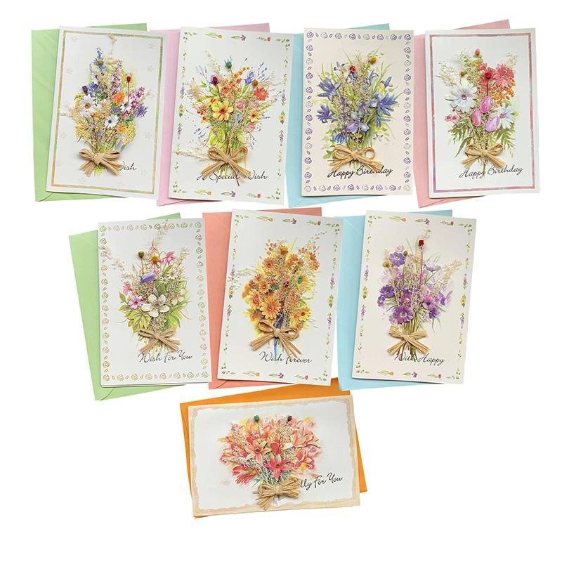 Dry Flowers Cards - New Series - Q&T 3D Cards and Envelopes