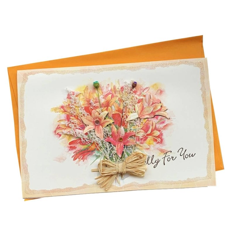 Dry Flowers Cards - New Series - Q&T 3D Cards and Envelopes