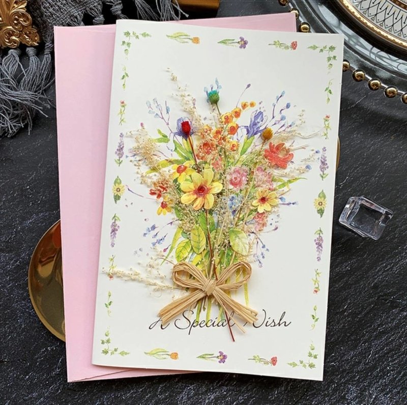 Dry Flowers Cards - New Series - Q&T 3D Cards and Envelopes