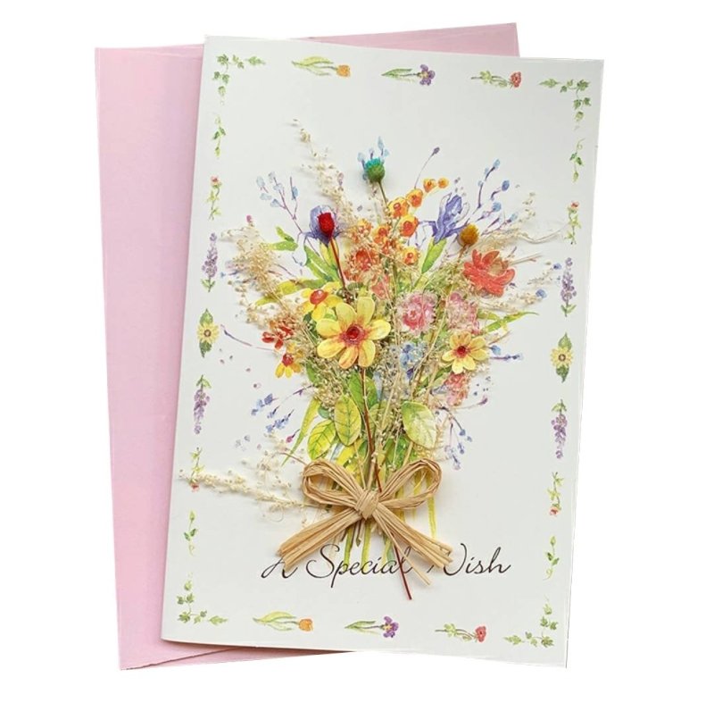 Dry Flowers Cards - New Series - Q&T 3D Cards and Envelopes