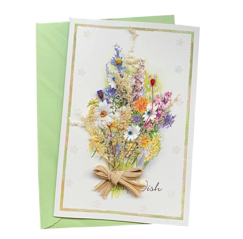 Dry Flowers Cards - New Series - Q&T 3D Cards and Envelopes