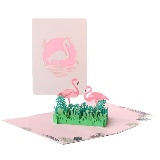 Flamingos Pop Up Card - Q&T 3D Cards and Envelopes