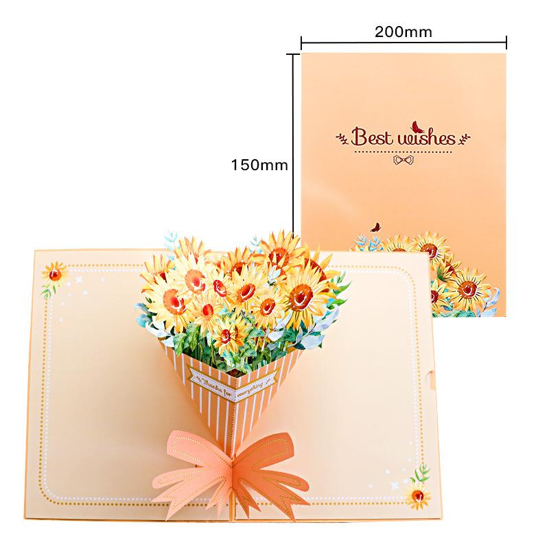 Flower Bouquet Pop Up Card - 3 Styles - Q&T 3D Cards and Envelopes