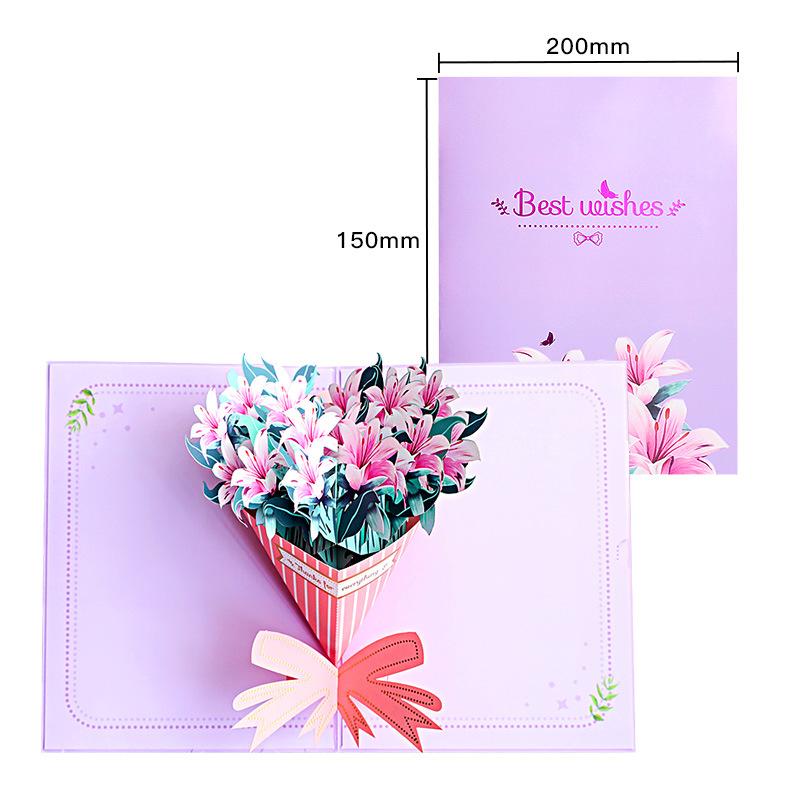 Flower Bouquet Pop Up Card - 3 Styles - Q&T 3D Cards and Envelopes