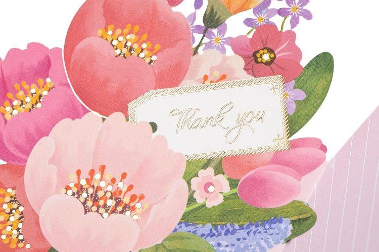 Flower Bouquet Thank You Greeting Card - Q&T 3D Cards and Envelopes