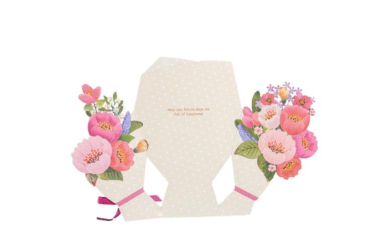 Flower Bouquet Thank You Greeting Card - Q&T 3D Cards and Envelopes