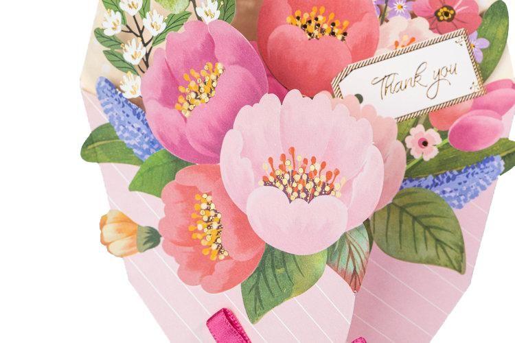 Flower Bouquet Thank You Greeting Card - Q&T 3D Cards and Envelopes