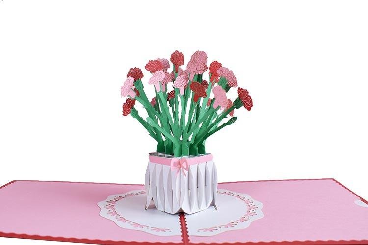 Flower Pop Up Card - Carnation - Q&T 3D Cards and Envelopes