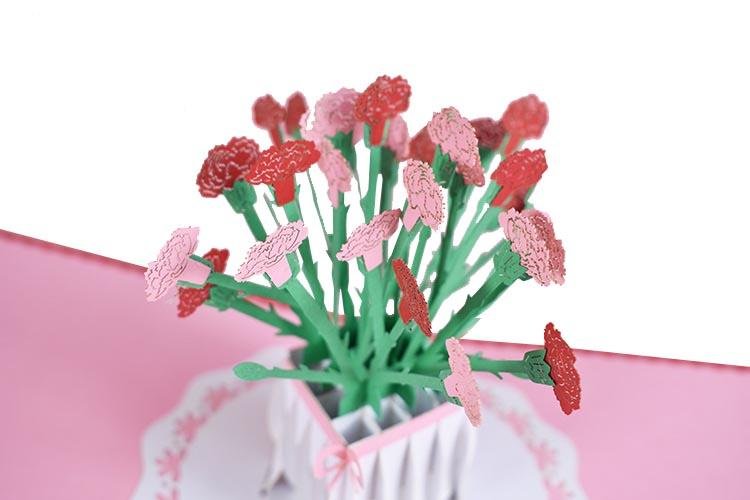 Flower Pop Up Card - Carnation - Q&T 3D Cards and Envelopes