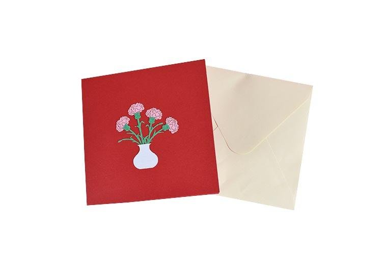 Flower Pop Up Card - Carnation - Q&T 3D Cards and EnvelopesFlower Pop Up Card - Carnatio