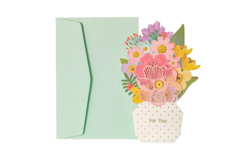 For You Flower Card - Flower in Pot Greeting Card - Q&T 3D Cards and Envelopes