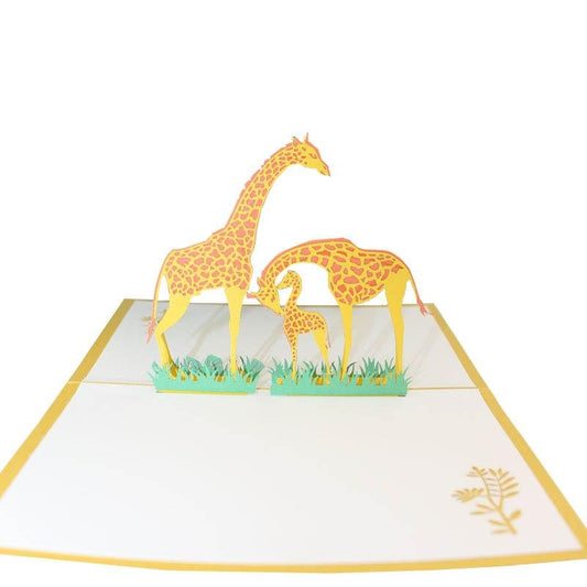 Giraffes Pop Up Card - Q&T 3D Cards and Envelopes