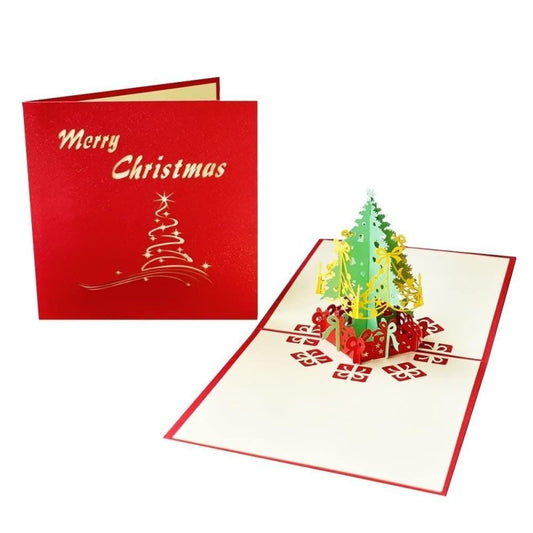 Green Christmas Tree Pop Up Card - Q&T 3D Cards and Envelopes