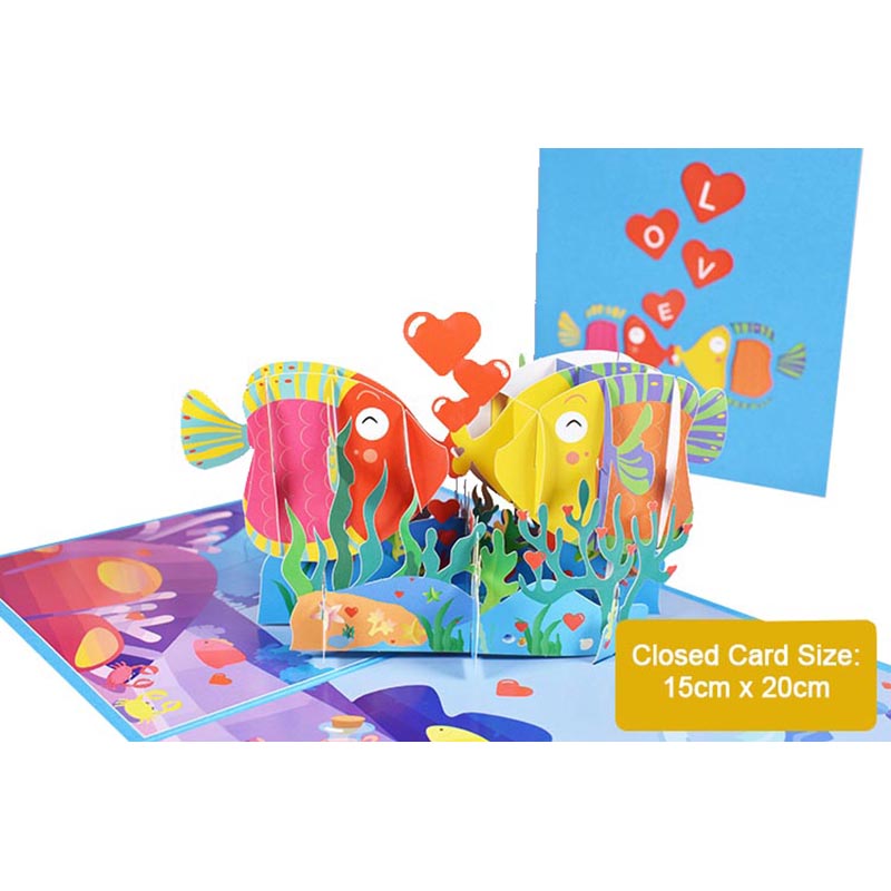 Kissing Fish Romantic Pop Up Card | 3d Card