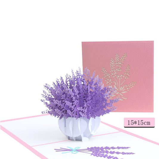 Lavender Flower Card - Pop Up - Q&T 3D Cards and Envelopes