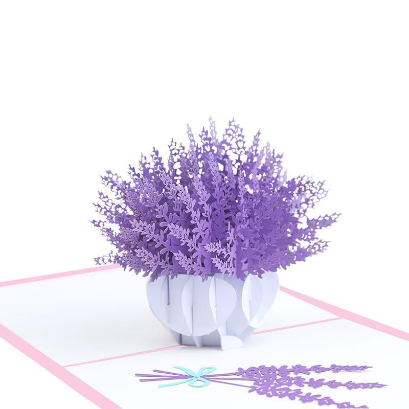 Lavender Flower Card - Pop Up - Q&T 3D Cards and Envelopes