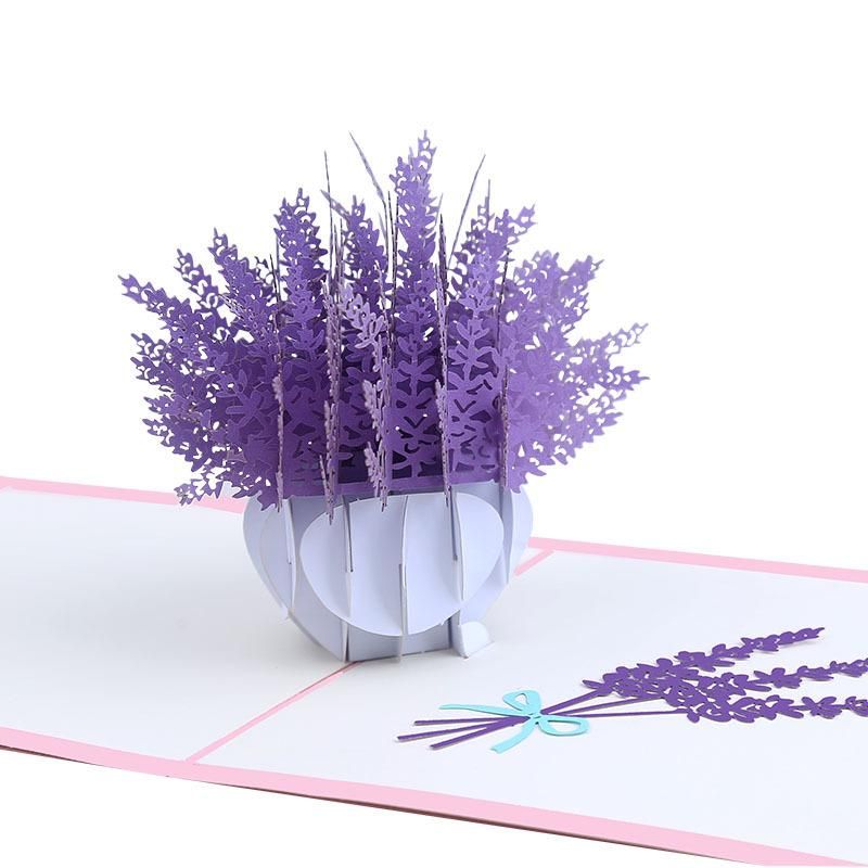 Lavender Flower Card - Pop Up - Q&T 3D Cards and Envelopes