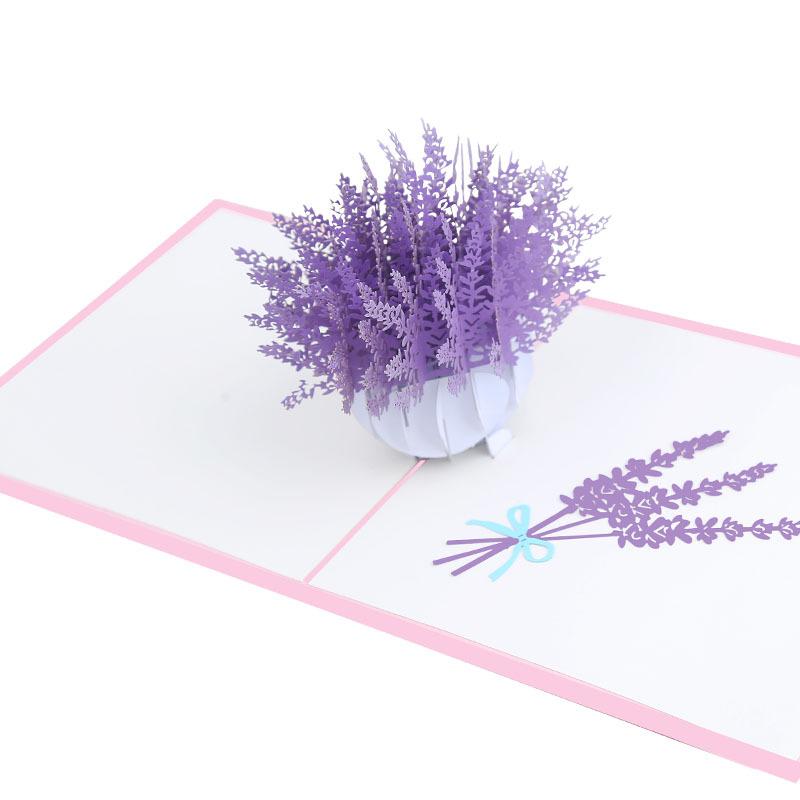 Lavender Flower Card - Pop Up - Q&T 3D Cards and Envelopes