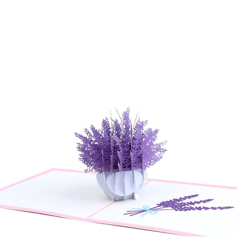 Lavender Flower Card - Pop Up - Q&T 3D Cards and Envelopes